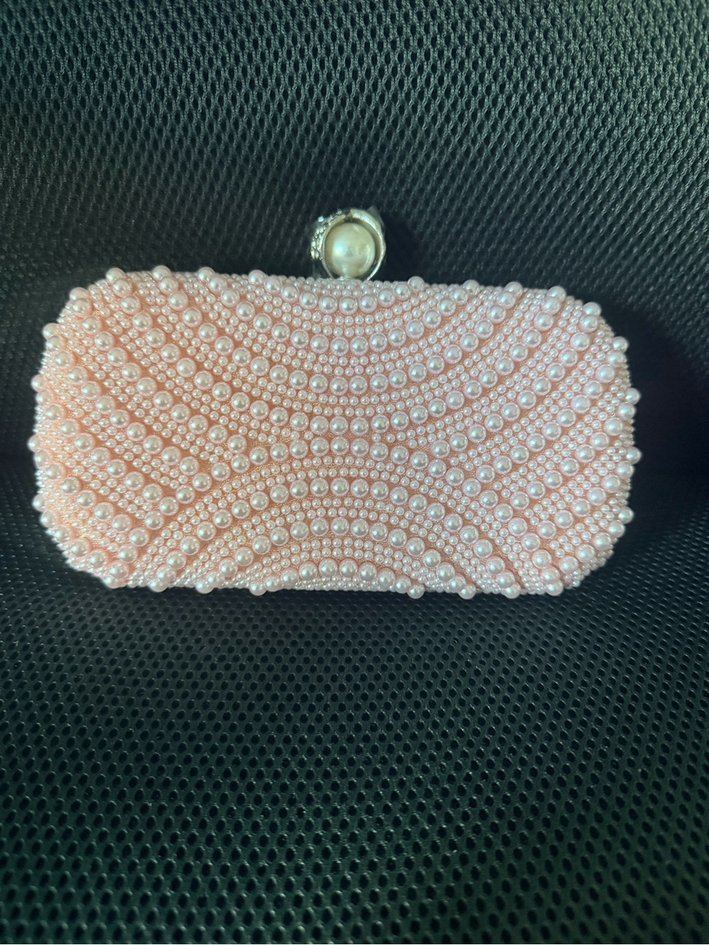 Elegant Pink Pearl Beaded Clutch Evening Bag